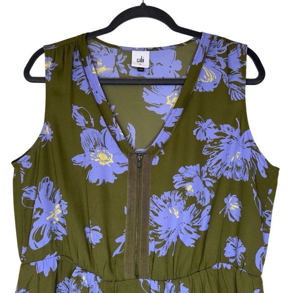 CAbi Celebrity Olive Grn & Lilac Sleeveless Top Sz M Casual, Career - Picture 5 of 13